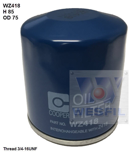 WZ418 Oil Filter Bulk Deal     ( 6 Filters )